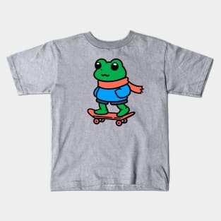 Frog on a Skateboard Kids T-Shirt